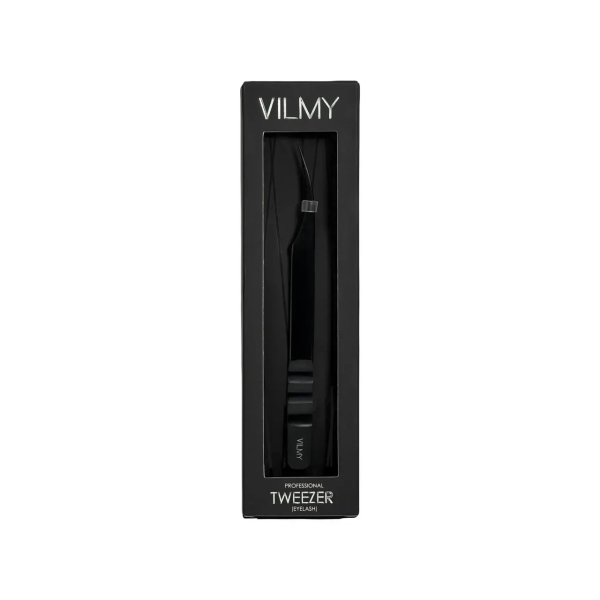 Пінцет професійний для нарощування вій VILMY (прямий) V-13b Black