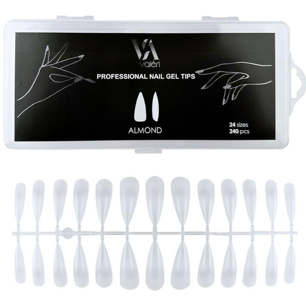 Типси для нарощення нігтів Valeri Professional Nail Gel Tips "Almond" (240 шт) Типси для нарощення нігтів Valeri Professional Nail Gel Tips "Almond" (240 шт)
