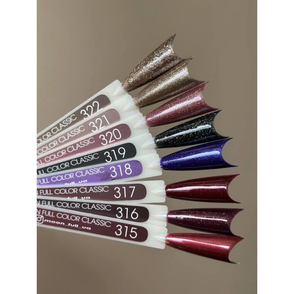 Гель-лак Moon Full color Gel polish №319 черно-зеленый с серебристым шиммером, 8 мл