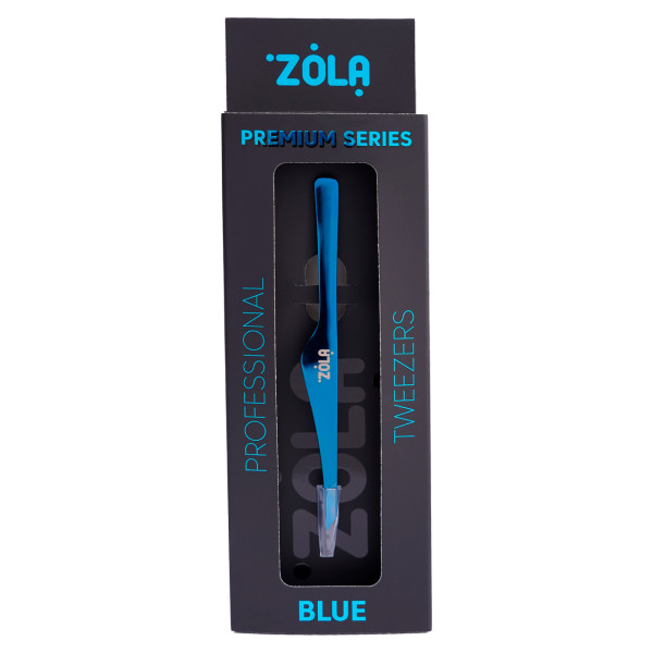 Пінцет скошений професійний для брів преміум серія ZOLA BLUE Пінцет скошений професійний для брів преміум серія ZOLA BLUE