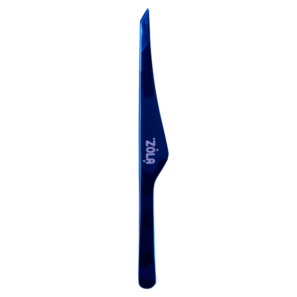 Пинцет скошенный профессиональный для бровей премиум серия ZOLA BLUE