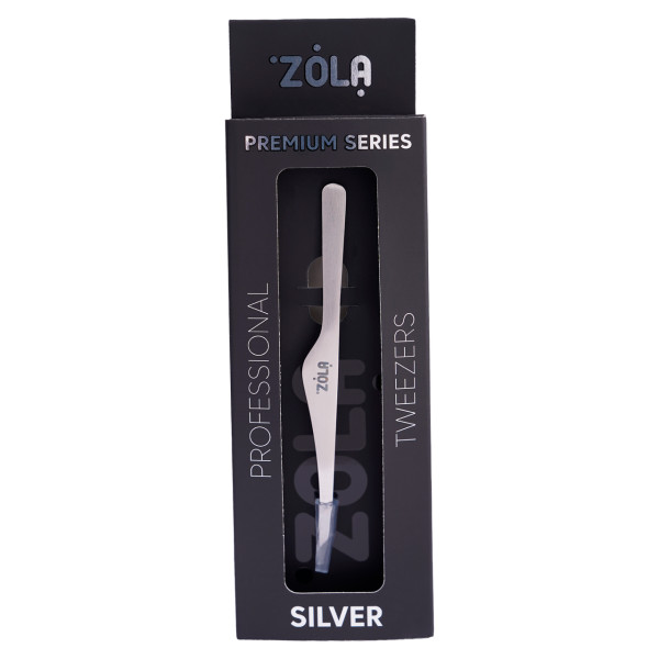 Пінцет скошений професійний для брів преміум серія ZOLA SILVER Пінцет скошений професійний для брів преміум серія ZOLA SILVER