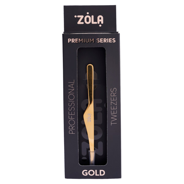 Пінцет скошений професійний для брів преміум серія ZOLA GOLD Пінцет скошений професійний для брів преміум серія ZOLA GOLD