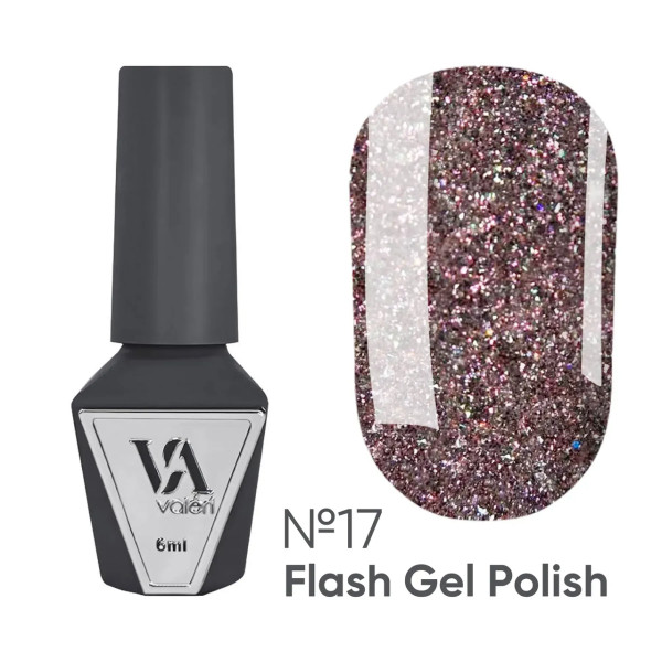 Светоотражающий гель-лак для ногтей Valeri Flash Gel Polish №017, 6 мл Светоотражающий гель-лак для ногтей Valeri Flash Gel Polish №017, 6 мл