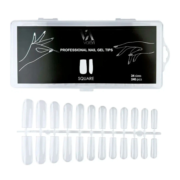 Типси для наращивания ногтей Valeri Professional Nail Gel Tips "Square" (240 шт)