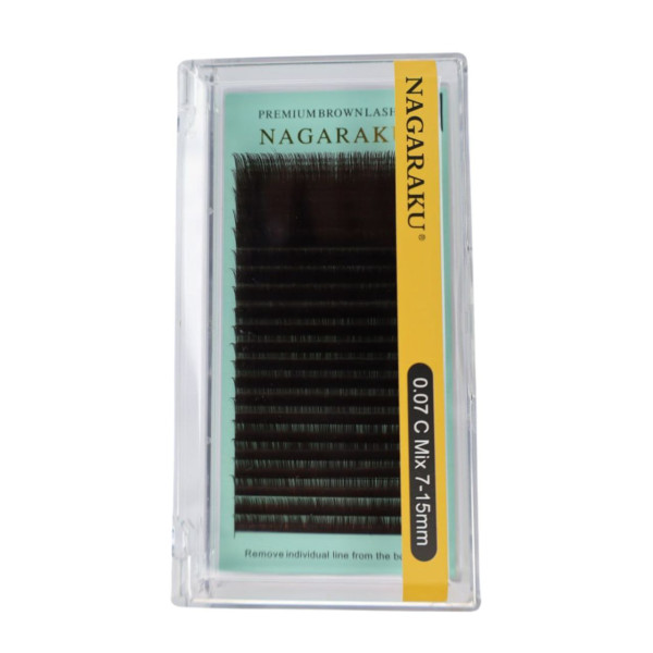 Вії Nagaraku Premium Mix (темно-коричневий) 0.07C Нагараку мікс (20 ліній) Вії Nagaraku Premium Mix (темно-коричневий) 0.07C Нагараку мікс (20 ліній)