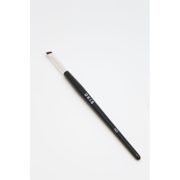 Кисть для окрашивания бровей хной H3 black из упругого нейлона со скосом OKIS BROW