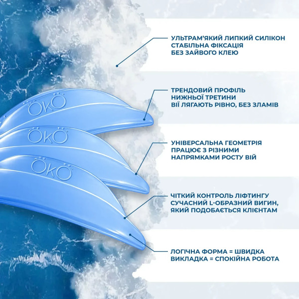 Набір валиків OKO Lash&Brow Ocean для ламінування вій, 4 пар (S, M, L, XL) Набір валиків OKO Lash&Brow Ocean для ламінування вій, 4 пар (S, M, L, XL)