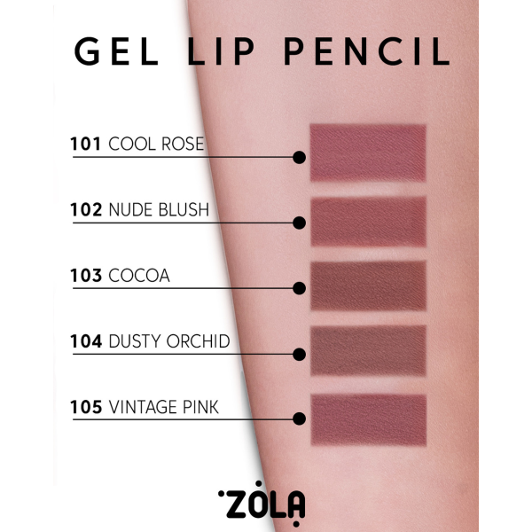 Гелевий олівець для губ 101  ZOLA Cool Rose