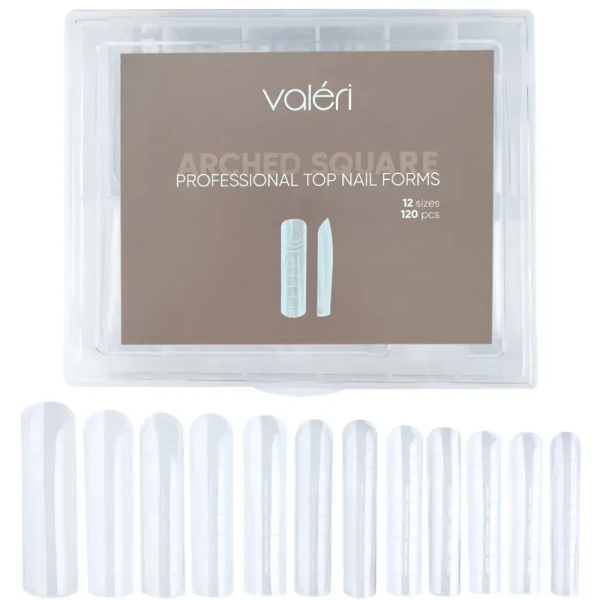 Формы верхние для наращивания ногтей Valeri Professional Top Nail Forms "Arched Square" (120 шт)