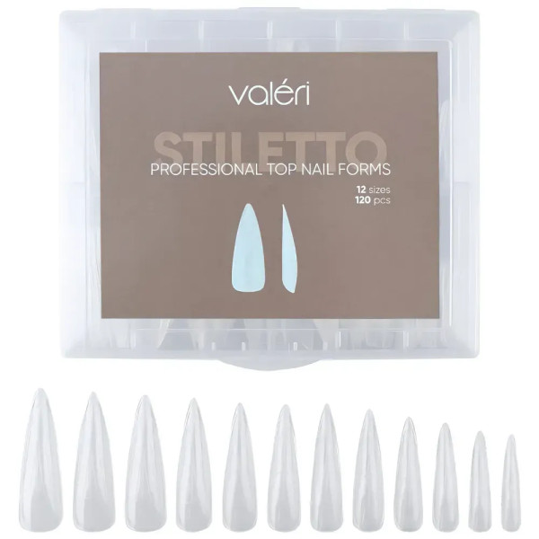 Форми верхні для нарощення нігтів Valeri Professional Top Nail Forms "Stiletto" (120 шт) Форми верхні для нарощення нігтів Valeri Professional Top Nail Forms "Stiletto" (120 шт)