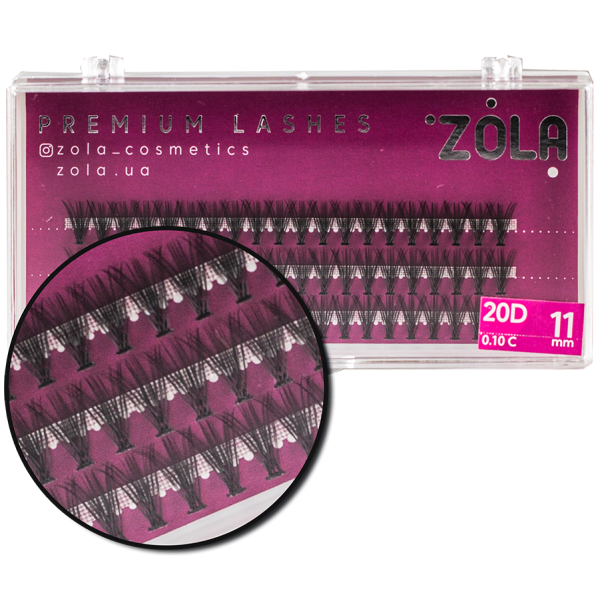 Реснички-пучки ZOLA 20D, 11 мм