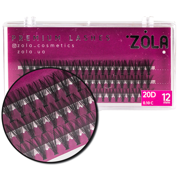 Реснички-пучки ZOLA 20D, 12 мм