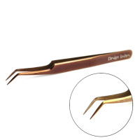 Пінцет для нарощування вій L 10 мм 75  Design Lashes, рожеве золото (29)