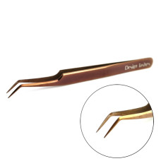 Пінцет для нарощування вій L 10 мм 75  Design Lashes, рожеве золото (29)