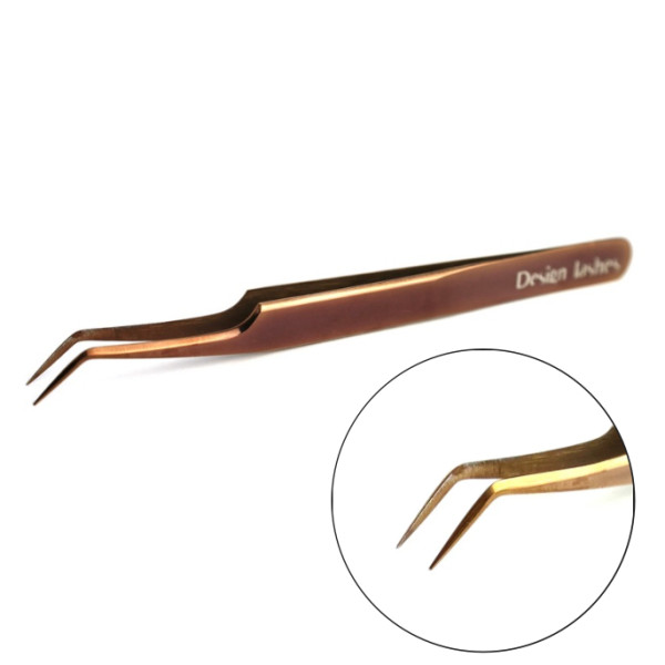 Пінцет для нарощування вій L 10 мм 75 Design Lashes, рожеве золото (29) Пінцет для нарощування вій L 10 мм 75 Design Lashes, рожеве золото (29)