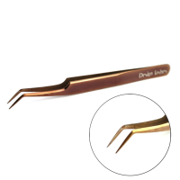 Пінцет для нарощування вій L 10 мм 75  Design Lashes, рожеве золото (29)