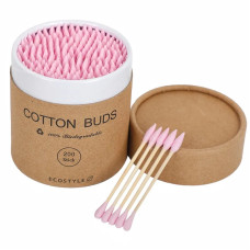 Палички ватні бамбукові COTTON BUDS картонна упаковка (200шт/уп), подвійні рожеві