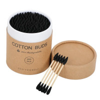 Палички ватні бамбукові COTTON BUDS картонна упаковка (200шт/уп), подвійні чорні