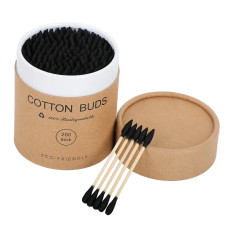 Палички ватні бамбукові COTTON BUDS картонна упаковка (200шт/уп), подвійні чорні