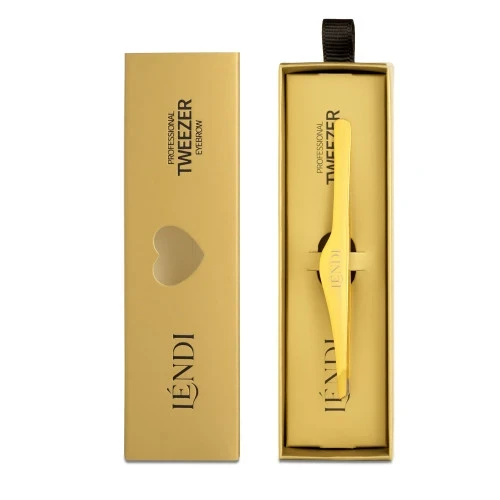 Пінцет для брів скошений Lendi Golden Spark(Золота Іскра)