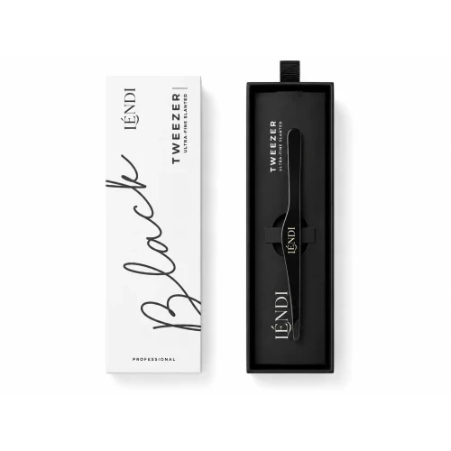 Пінцет для брів скошений ультратонкий Lendi Ultra-fine slanted, чорний
